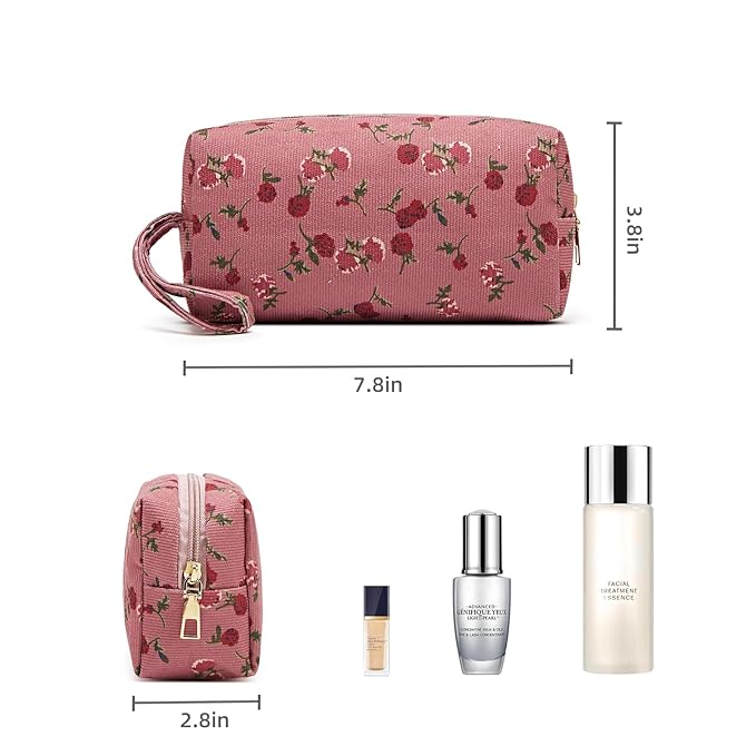 Small Corduroy Makeup Bag for Women Portable Cosmetic Bag Travel Makeup Pouch Small Corduroy Toiletry Bag with Zipper for Purse