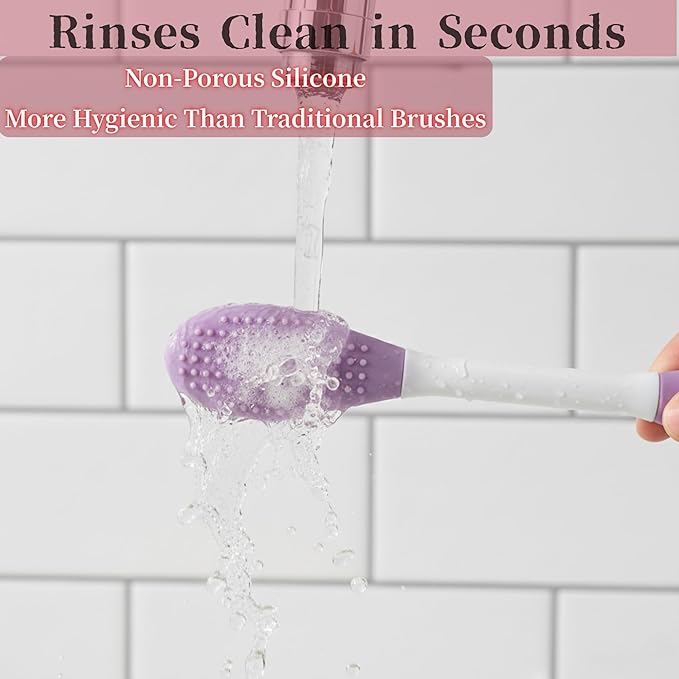 2 in1 Silicone Face Mask Brush & Facial Cleansing Brush, 4 Pack Double-Sided Face Scrubber Applicator for Clay Mud Mask, Cream, Lotion, Exfoliating & Massage, Soft Spa Skincare Tool for All Skin Types