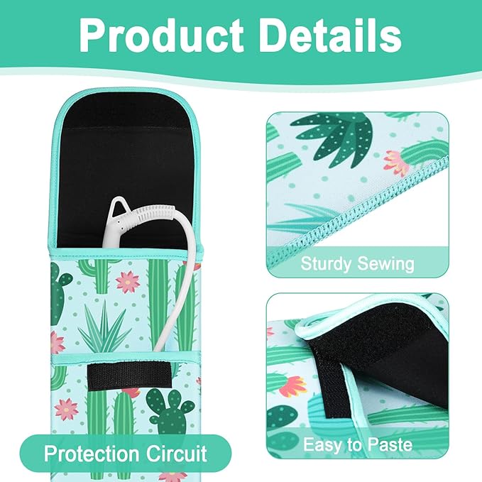 Shappy 2 Pcs Heat Resistant Hair Tools Bag Curling Iron Travel Case Cover Neoprene Flat Iron Holder Travel Case and Silicone Mat Pouch for Hot Hair Tools Storage Organizer(Cactus Style)
