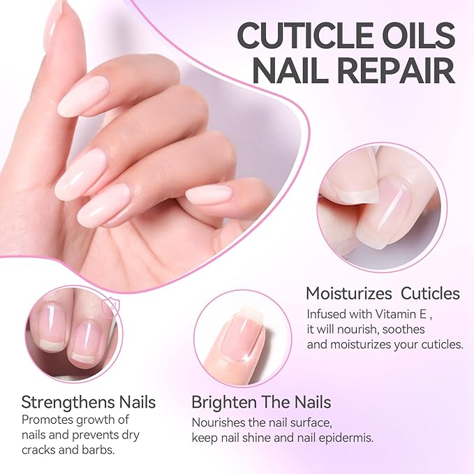 Nail Cuticle Oil for Moisturize and Repair - Gelike EC Easy and Quick Absorb Cuticles Care Treatment - Natural Peach Smells for Women and Men Dry Damaged Thin Nails