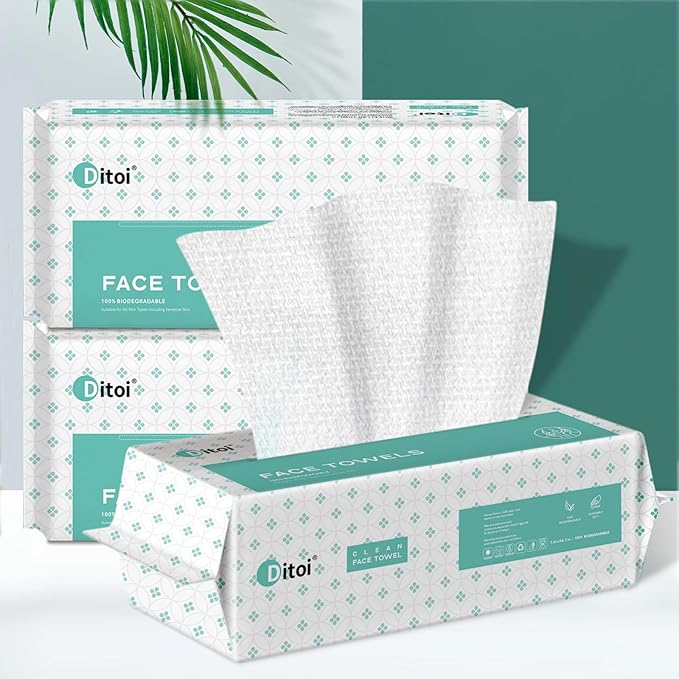 Ditoi Disposable Face Towels,Ultra Soft &Thick Face Dry Wipes for Makeup Removal,Viscose Fiber Facial Coths for Women Daily Cleansing, Skincare,60 Count