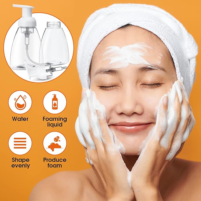 Eboot 12 Pcs 12 oz Foaming Soap Dispenser Foaming Pump Bottle Travel Hand Soap Pump Foam Dispenser Bottle Plastic Press Bottles Empty Refillable Plastic Container for Liquid Shampoo