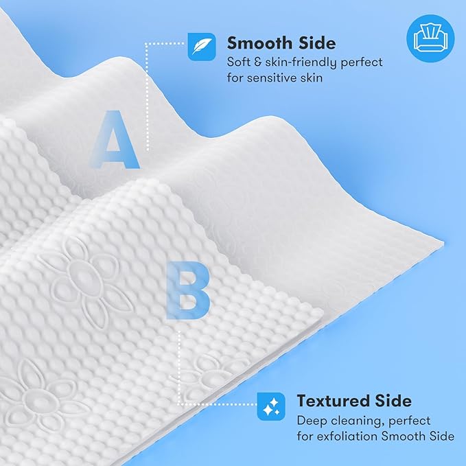 Disposable Face Towel, XL Unscented Facial Towelettes Soft Thick Absorbent, Lint-Free Biodegradable Makeup Remover Dry Wipes Clean Skin Care Washing Drying Camping Travel Essentials, 50 Ct