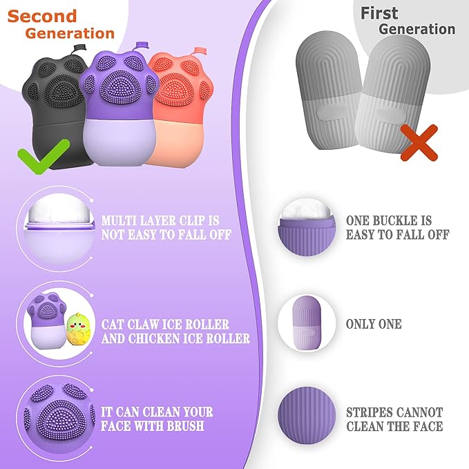 Ice Roller for Face Facial Beauty Mini Ice Roller for Eyes,Neck,Sunburn Puffiness Relief Reusable Silicone Face Ice Holder