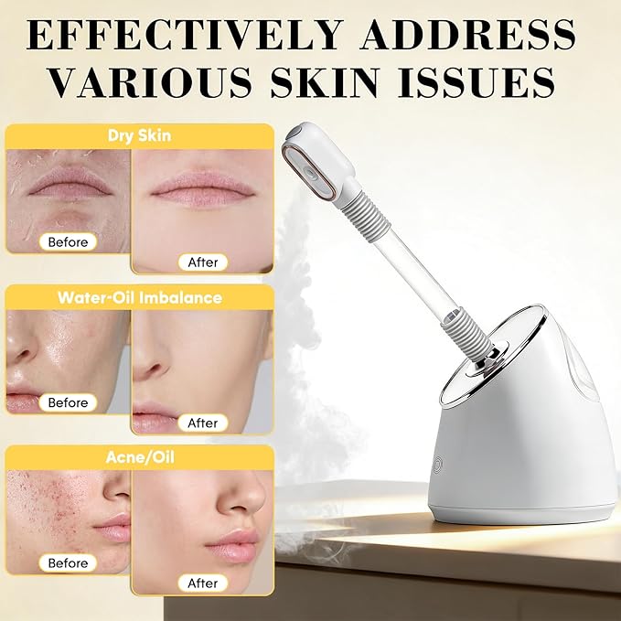 Facial Steamer Spa Kit, Nano Ionic Face Steamer for Deep Cleaning Unclogs Pores, Warm Mist Humidifier Steamer for Face Home Sauna SPA, Self Care Gifts for Women