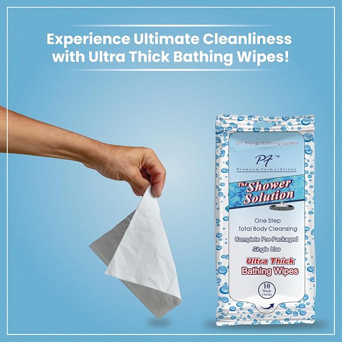 Shower Solutions - Adult Bathing Wipes, Extra Large and Extra Thick, 240 Wipes Bulk Pack