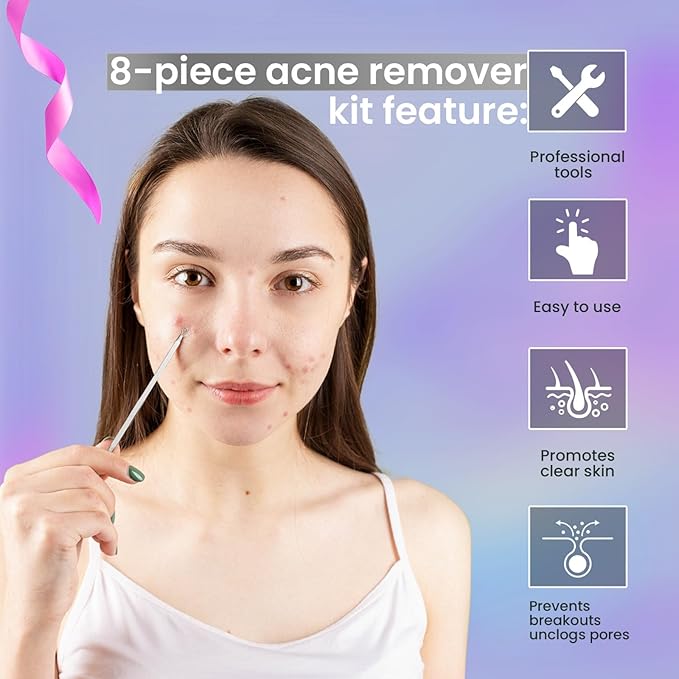 Acne Needle Blackhead Remover Pimple Blemish Comedone Extractor Tweezer Tool Kit