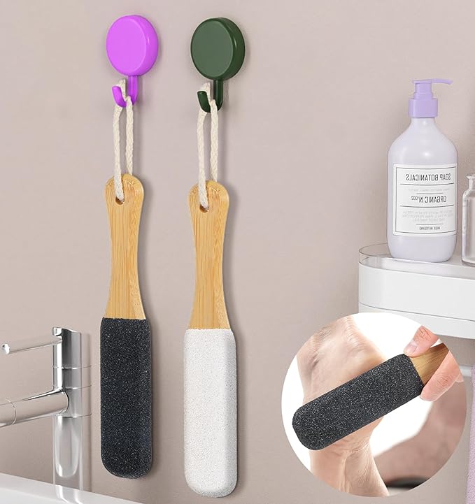 2Pcs Pumice Stone for Feet, Callus Remover for Feet, Natural Pumice Stone for Cracked Heels, Dual-Use Wet/Dry, Long-Lasting & Eco-Friendly Feet Care