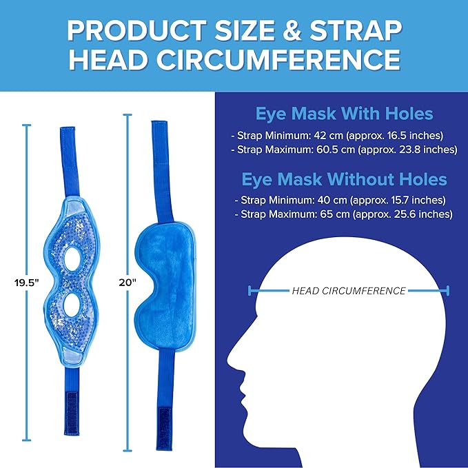 LIFE WORKS 2-Pack Eye Mask Set with Cutout, Hot or Cold Therapy for Puffy Eyes, Dark Circles, Headaches, and Migraines, Soft Gel Beads & Liquid Gel for Cooling or Warming Comfort