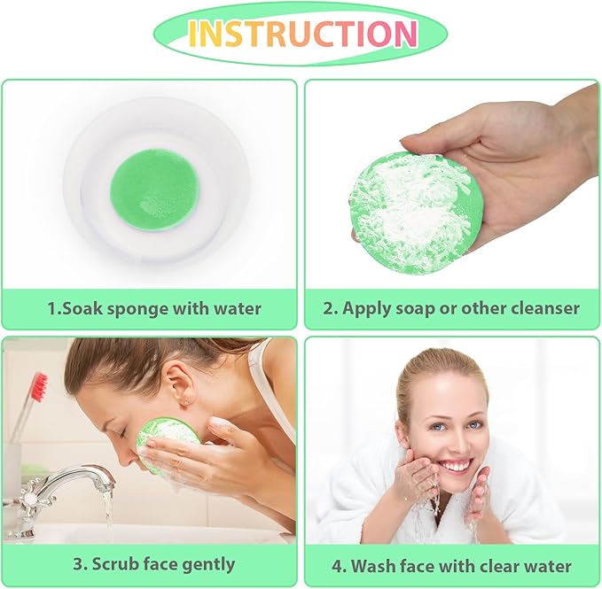 120Pcs Facial Compressed Facial Sponges for Women, Coldairsoap PVA Professional Makeup Sponge Female Removal Pads Compress Exfoliating Face Cleansing Rounds Wash Pad (pink+green+blue+purple)