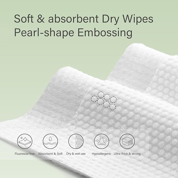 Unifree Compressed Towels I Towelettes I Dry Wipes I Makeup Remover I Facial Tissues I On-the-go Convenient Individual Pack (300 count)