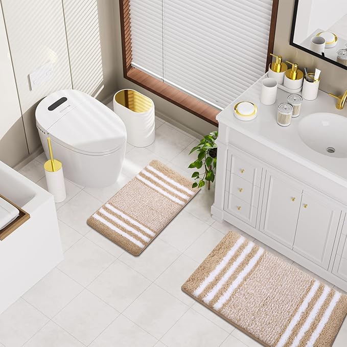 Bathroom Set - Bathroom Sets with Shower Curtain and Rugs, 25PC Bathroom Accessory Set, White Bathroom Accessories Set with Trash Can, Soap Dispensers