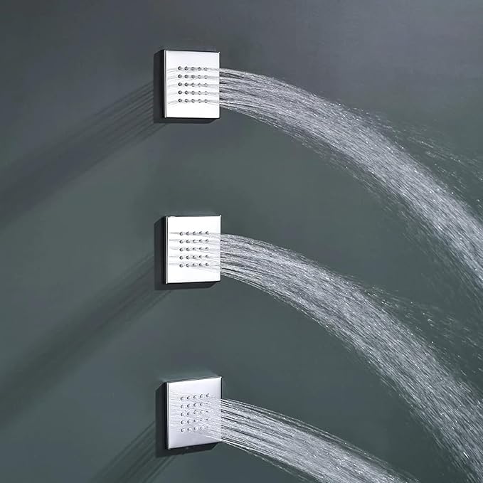 Showerhead Body Spray Massage Spa Shower Jet Concealed Mounted, 4 inch Bathroom Shower Jet, Chrome, 4 PCS