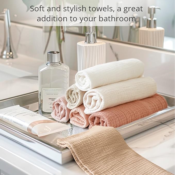 Konssy 7-Pack Soft Cotton Face Wash Cloths, Reusable Absorbent Washcloths for Sensitive Skin, Facial Makeup Remover Towels for Women (11 x 11 Inch)