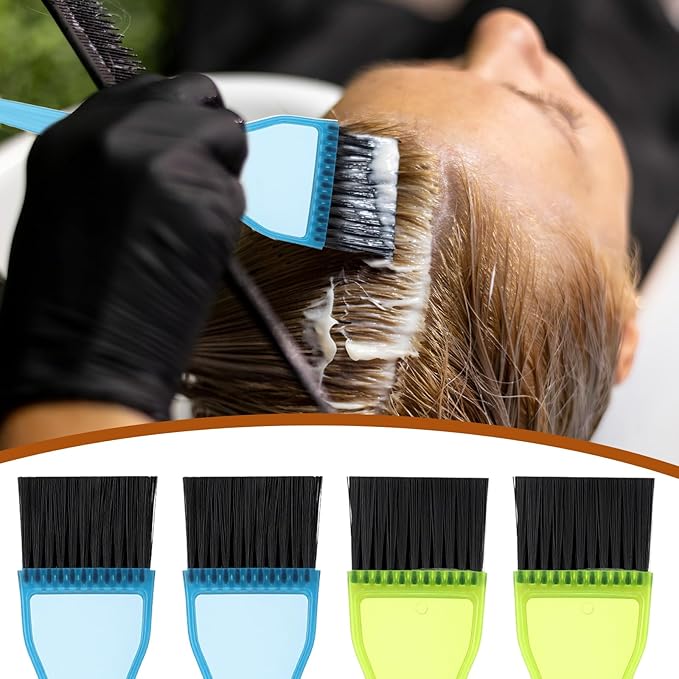4 Piece Hair Color Applicator Brush Hair Dye Brush Set Reusable Color Tint Applicator Brushes Professional Hairs Stylist Supplies for Salon Home DIY Tools(Green, Blue)