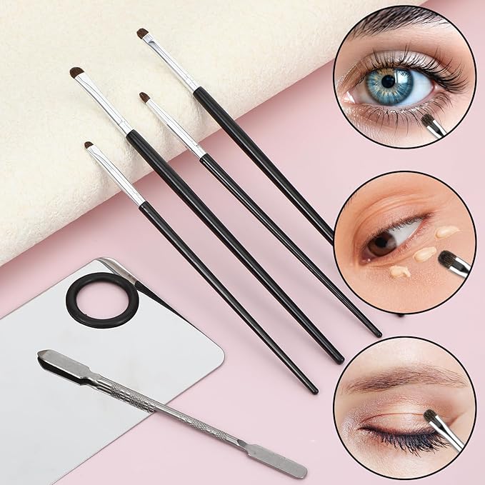 Makeup Mixing Palette and Eye Shadow Brushes Set, Makeup Palette with Spatula for Facial Cosmetic Nail Art Pigment Blending, Eyeshadow Makeup Blending Brushes for Concealer Eyebrows Eyeliner