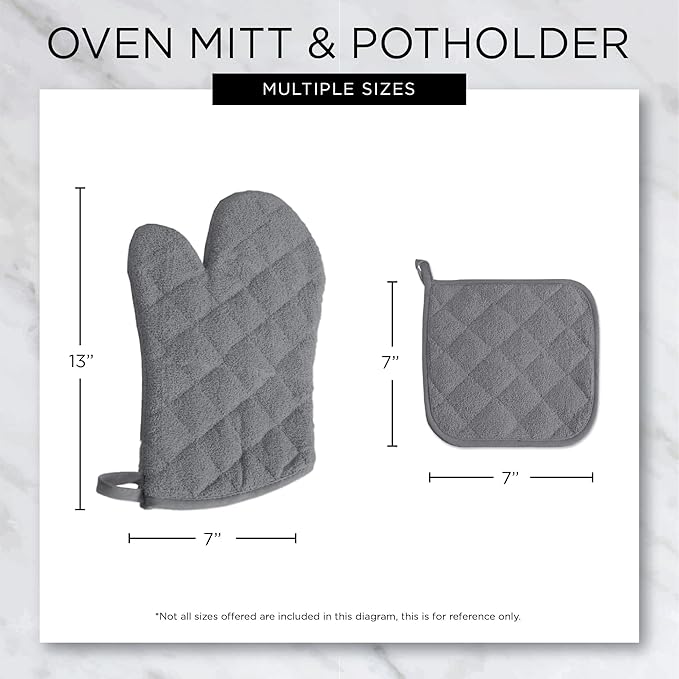 DII Basic Terry Collection Quilted 100% Cotton, Potholder, Mustard, 3 Piece