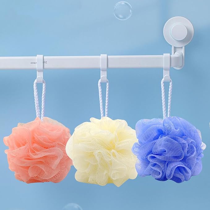 Set of 4 Loofah Sponge Shower Loofah, Exfoliating Shower Ball, Scrub Ball Body Sponge, Soft Mesh, Deep Cleansing Bath Tools, Rich Lathers (4PCS)