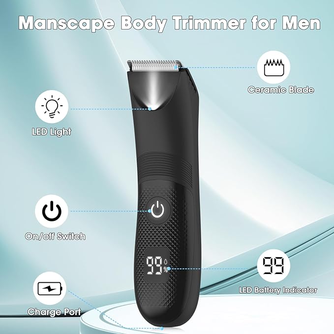 Manscape Ball Trimmer for Men, Body& Pubic Hair Trimmer and Groin Hair Shaver, Bikini Shaver Women, Wet/Dry Smooth Shaving, IPX7 Waterproof