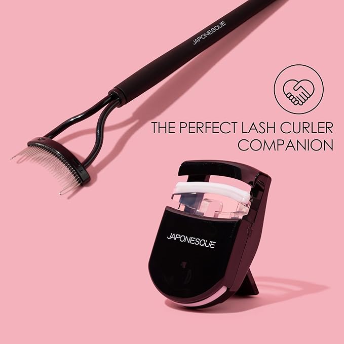 JAPONESQUE - Velvet Touch Lash Separator (0.43 x 5.79 x 1.18 inches) - Eyelash Comb Lash Separator Tool, Remove Mascara Clumps, Arc Lash Brush (Black)