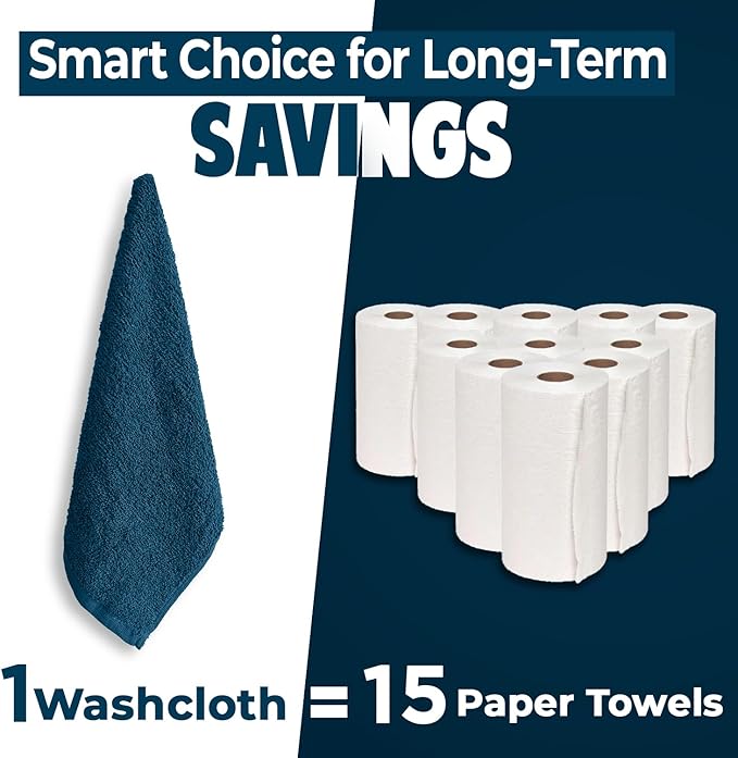 DAN RIVER 24 Pack Wash Cloths for Showering [12x12] - 100% Cotton Washcloths Premium Quality Flannel Face Cloths for Bathroom, Highly Absorbent and Soft Feel Wash Clothes, Assortment 5