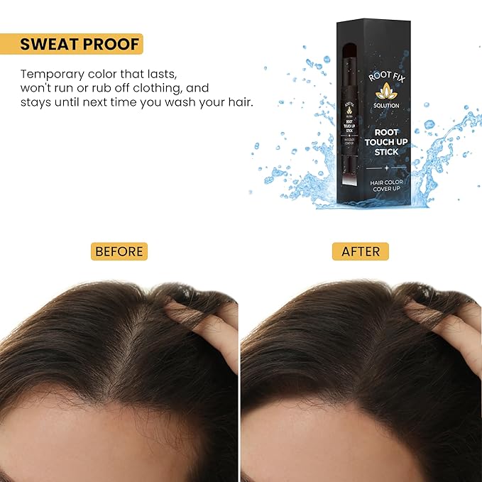 Root Touch Up Hair Color Stick for Gray Coverage - Instant Bald Spot Concealer Stick for Grays and Roots - Professional Salon Quality Hair Cover Up Hair Products for Women/Men (Black, One Size)