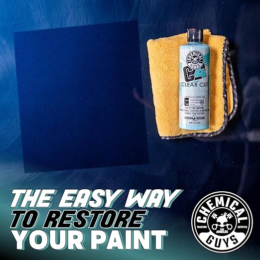 Chemical Guys C4 Clear Cut Correction Compound - Professional Paint Correction Polish for Cars, Trucks, SUVs, and RVs - Swirl, Hologram and Scratch Remover for a Smooth, Glossy Finish, 16 fl oz
