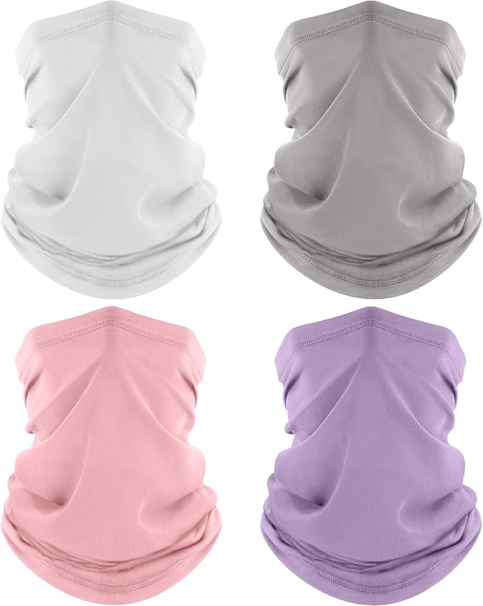 4 Pack Neck Gaiter, Cooling Breathable Face Mask UV Protection Scarf Hiking Bandana for Men/Women