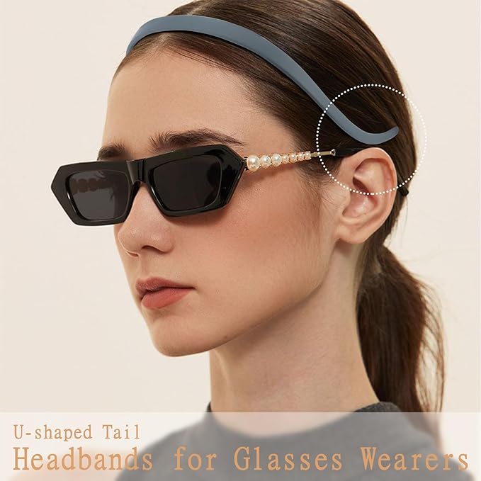 Headbands for Glasses Wearers No Headache No Pressure Comfortable Sunglasses Headband 6PCS Thin Plastic Hairbands with Teeth Fashion Head Bands for Women's Hair Non Slip Hair Accessories