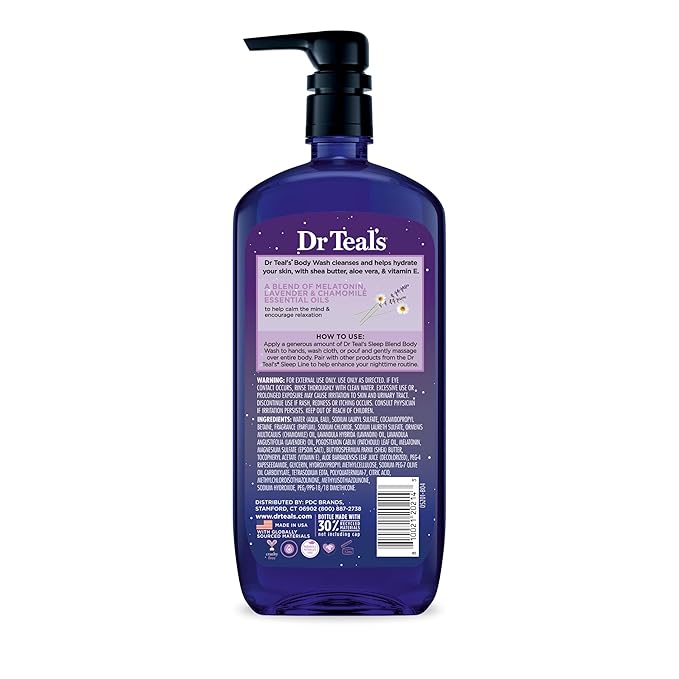 Dr Teal's Sleep Blend Body Wash with Pure Epsom Salt, Melatonin & Essential Oil Blend, 24 fl oz (Pack of 2)