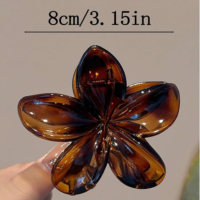 Flower Hair Clips for Women, 4 Pcs Neutral Color Hawaiian Flower Hair Claw Clips, Cute Large Hibiscus Hair Claw Decorative Accessories For Thick and Thin Hair