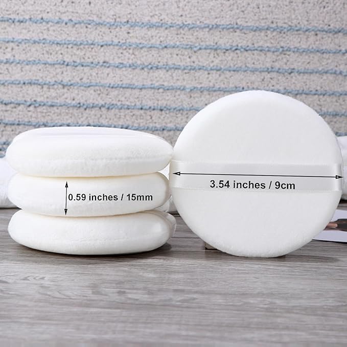 Body Powder Puff and Container, Glass Box for Dust Puff, Powder applicator with Case for Dusting Powder (Light Pink)