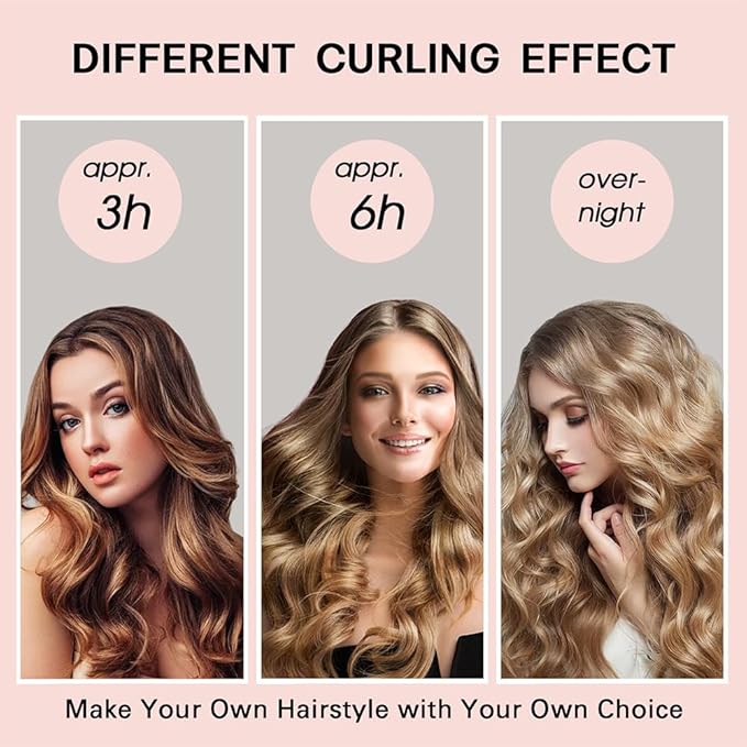 3Sets/6PCS Ariuvor New Satin Heatless Hair Curler,Hair Rollers for Heatless Curls with Hair Caps,Soft Heatless Curling Rod Headband for All Hair Types,No Heat Curling to Sleep in Overnight (2-beige)