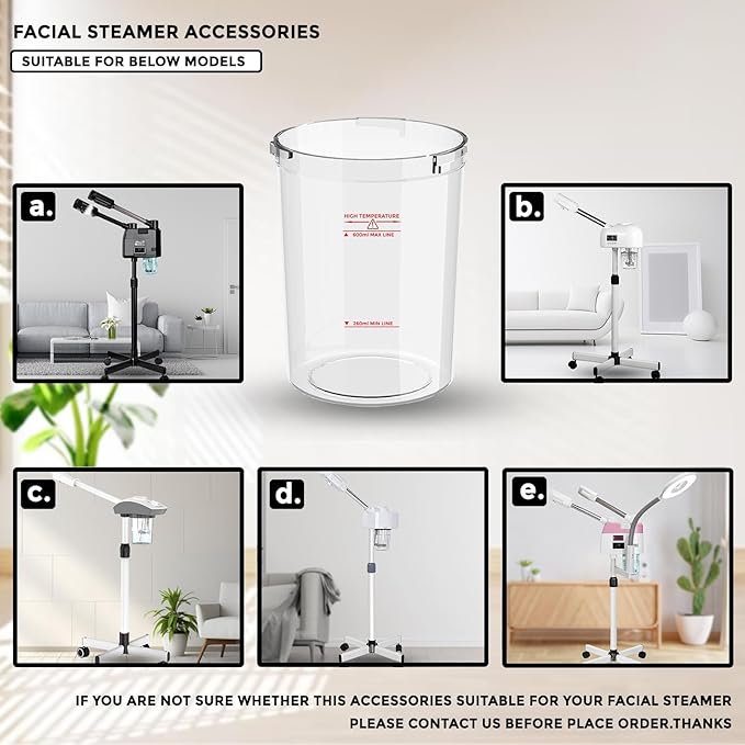 Water Jar for Facial Steamer Professional, Large Capacity Plastic Water Cup for Ozone Facial Steamer Professional Replacement 2pcs