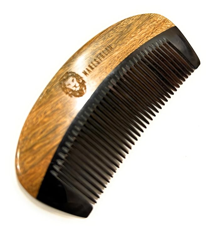 Premium Natural Ox horn and Sandalwood Beard Mustache Comb | Perfect Grooming Companion & Gift for Men – by Man & Mane