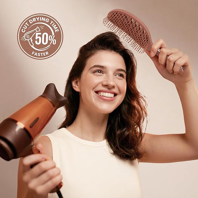 AIMIKE Detangler Brush, Wet Dry Vented Hair Brush w/Soft Bristles, Pain-Free Detangling Hairbrush Loosens Stubborn Tangles, Extra Gentle on Fine and Fragile Hair, for Women & Kids