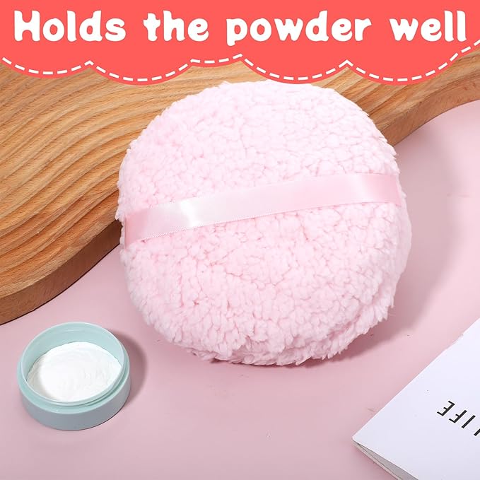 Body Powder Puff, 6'' Large Body Powder Applicator Round Soft Powder Puff Oversize Dust Puffs for Women (Pink)