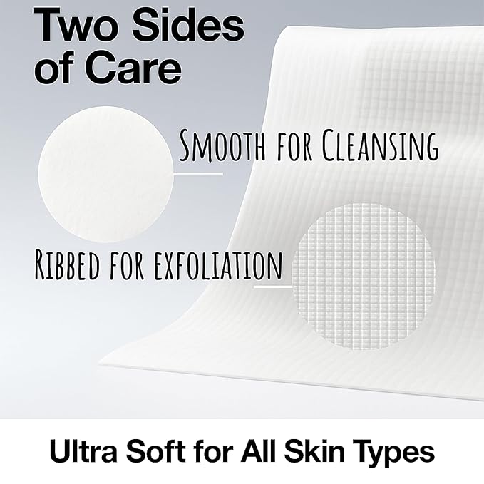 XL Disposable Face Towels – 50 Count Ultra-Soft Lint-Free Dry Facial Wipes, 100% Viscose Towels for Skincare, Makeup Removal & Sensitive Skin