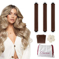 Heatless Curls Overnight Heatless Hair Curler Heatless Blowout with Luxury White Bag Silk Scarf, Curling Rod to Sleep in No Heat Curling Headband, (Brown 3PC)
