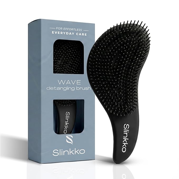 Wave Detangling Brush for Wet & Dry Hair, Dual Flexible Bristles, Anti-Breakage Hair Brush for Curly, Thick & Fine Hair, Women & Kids – Onix Matte