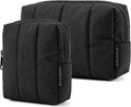 BAGSMART Makeup Bag Duo Set, Puffy Padded Travel Cosmetic Organizer with Slip-in Pockets, Large Toiletry Bag & Small Purse Pouch, Travel Essentials for Women, Black