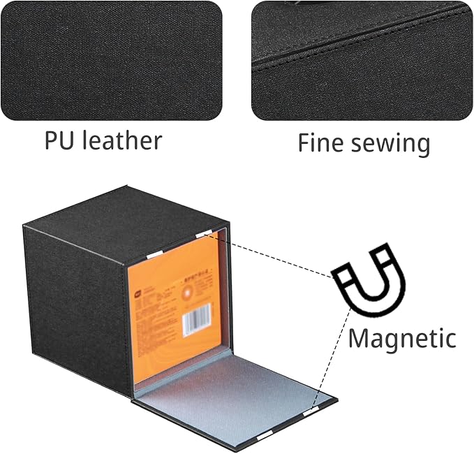 Leather Tissue Box Cover Square,Decorative Cube Tissue Box Holder with Magnetic Bottom,Facial Paper Organizer Table Napkin Case Dispenser for Bathroom NightStand Coffee Car Home Office,Black