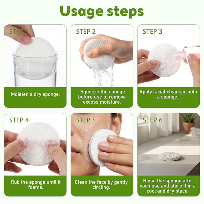 120 Pcs Compressed Facial Sponges with Container, Disposable Round Face Sponge Pads Portable Makeup Removal Wash Sponges for Women Cleansing Makeup Spa (White)