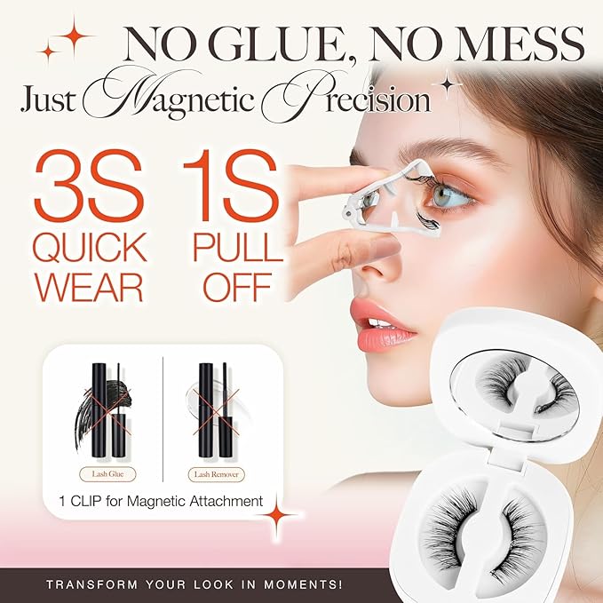 LASHVIEW Magnetic Eyelashes Natural Look, Reusable Magnetic Lashes with Applicator, No Glue Needed, Windproof & Waterproof,Comfort RCM01-1