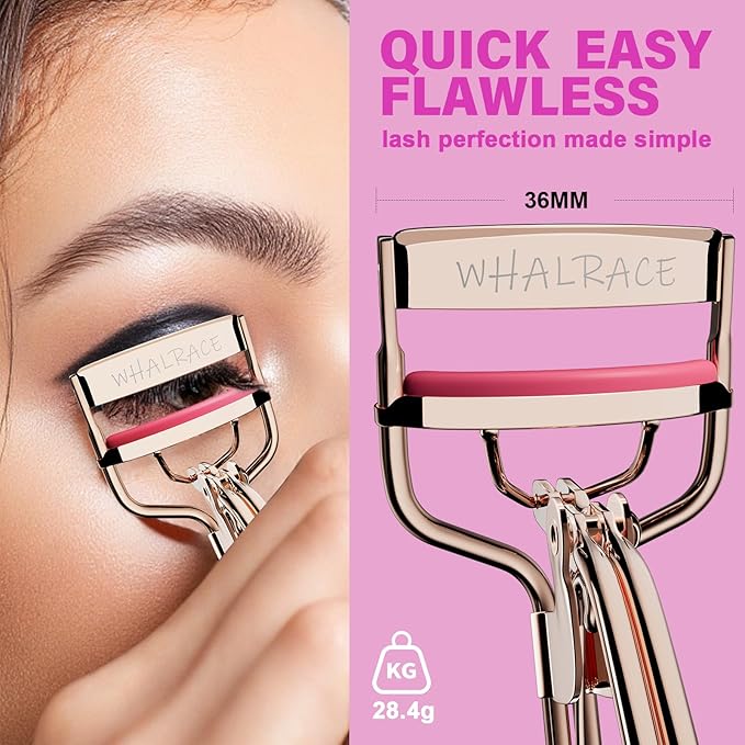 Eye Lash Curler with 6 Replacement Pads, Whalrace Eyelash Curlers Superior Curling Effect, Beautiful and Easy to Identify, Valentine's Day Gift for Her, Beauty Enthusiasts -Rose Gold Purple Red
