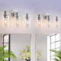 DLLT 3-Light Bathroom Light Fixtures: Chrome Modern Vanity Lights with Clear Glass Shade - Bathroom Wall Lamp for Mirror Kitchen Living Room - 2 Packs