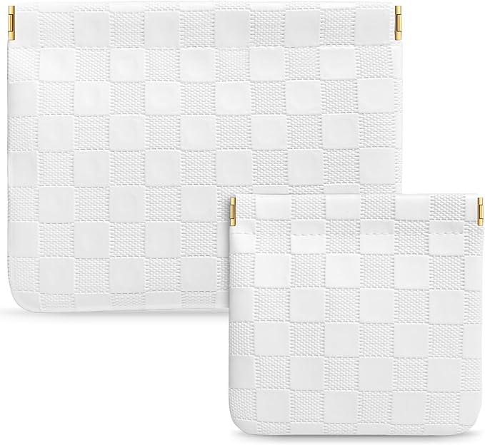 2 PC Small Makeup Bag for Purse, Lipstick Holder & Purse Organizer Pouches, Waterproof Faux Leather Cosmetic Bag, Slim Travel Makeup Pouch for Women Daily & Travel Essentials