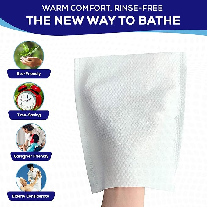 MedVance Fragranced Large and Durable Wash Mitts | Rinse Free Microwaveable Adult Bed Bath Durable Skin Cleansing Cloths | Wet Wash Gloves | Incontinence Wash Cloths | 24 Count