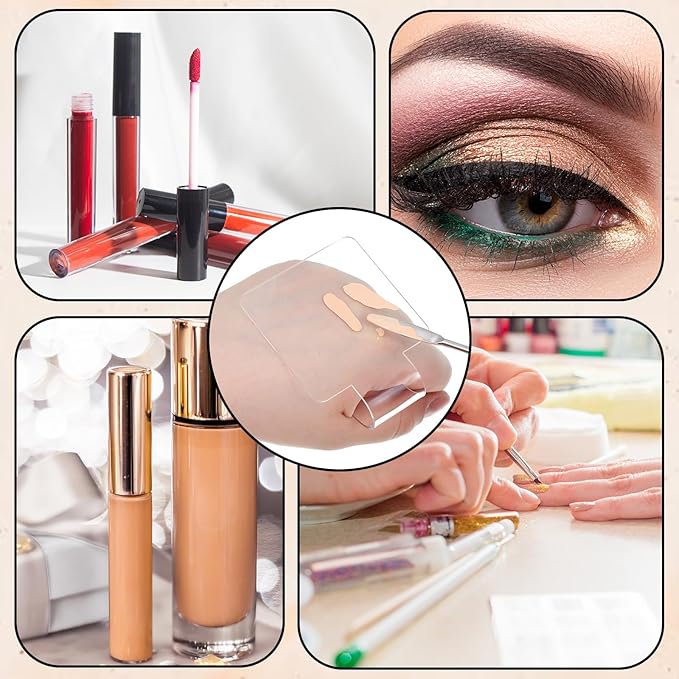 Makeup Mixing Palette Acrylic Mixing Tray Nail Art Manicure Palettes Hand Held Foundation Plate with Spatula for Makeup Blending