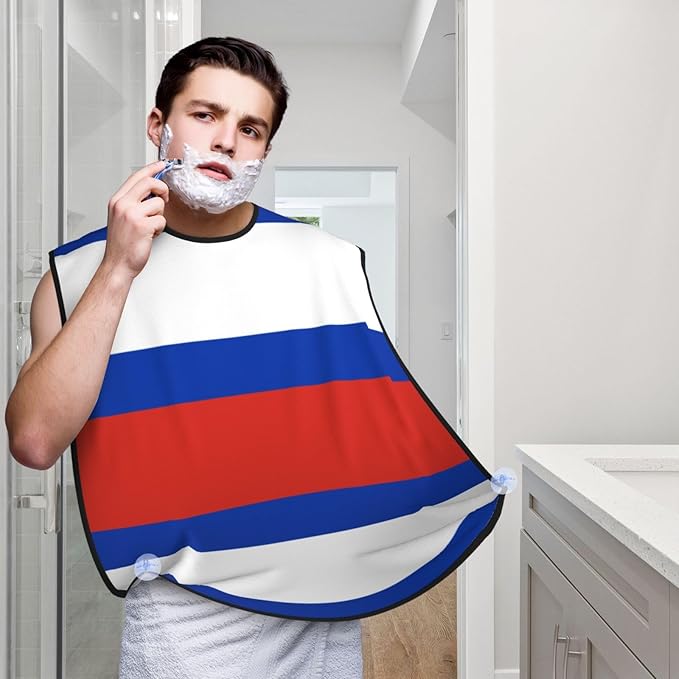 Russian Flag Print Beard Bib Apron For Men, Beard Hair Catcher For Men Shaving Trimming,Beard Cape Cloth, Black